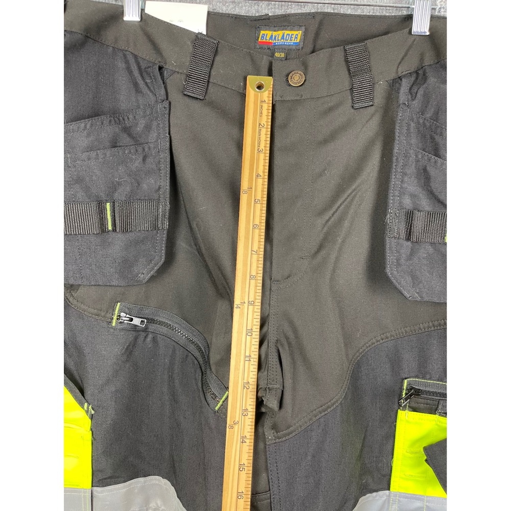 Blaklader Work Pants Mens 40x30 Black Yellow New Hi-Vis 1608 Holster Pocket - Picture 13 of 15